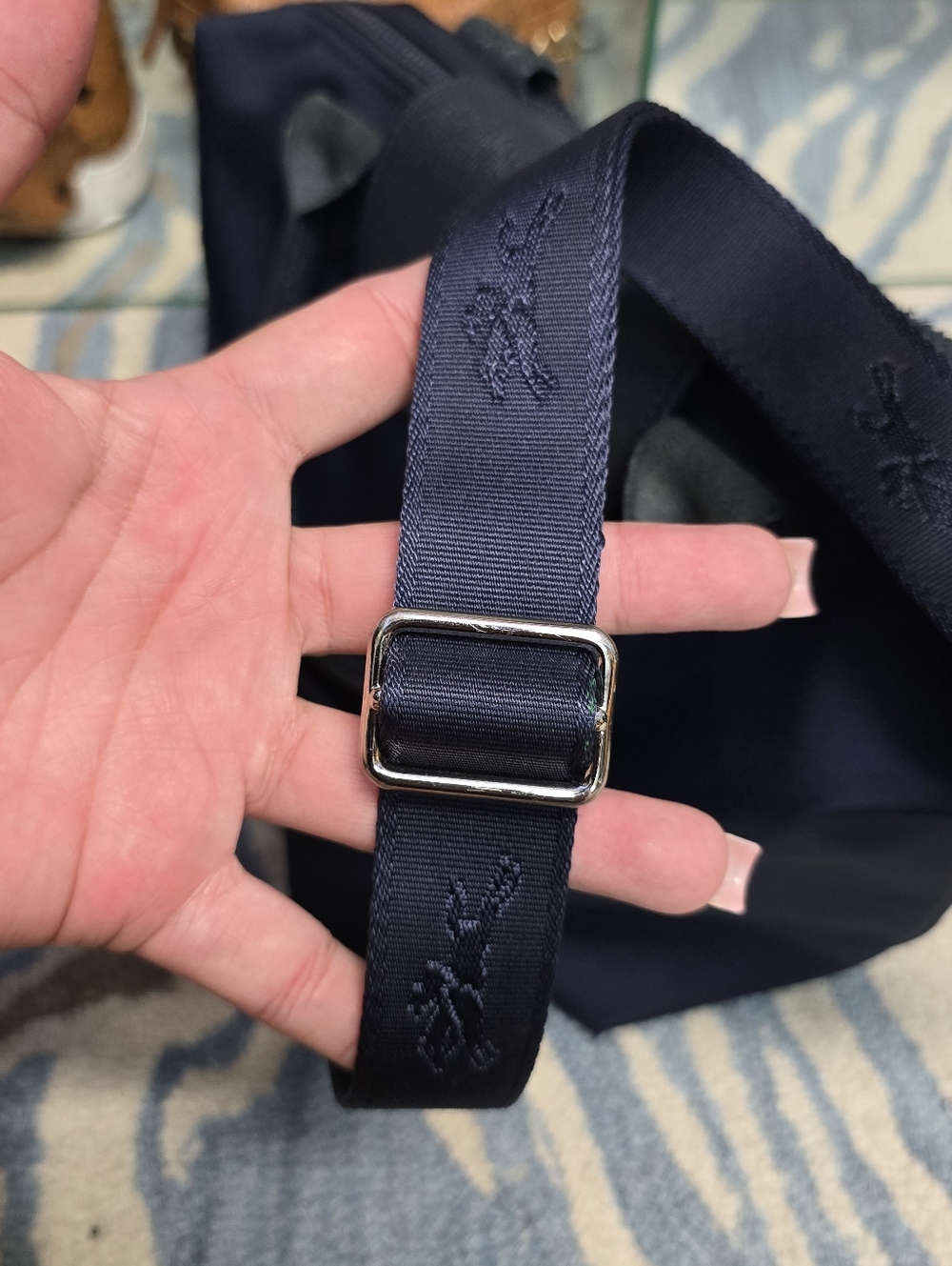 Longchamp Navy Le Pliage Top-Handle Nylon Tote - Picture 5 of 10